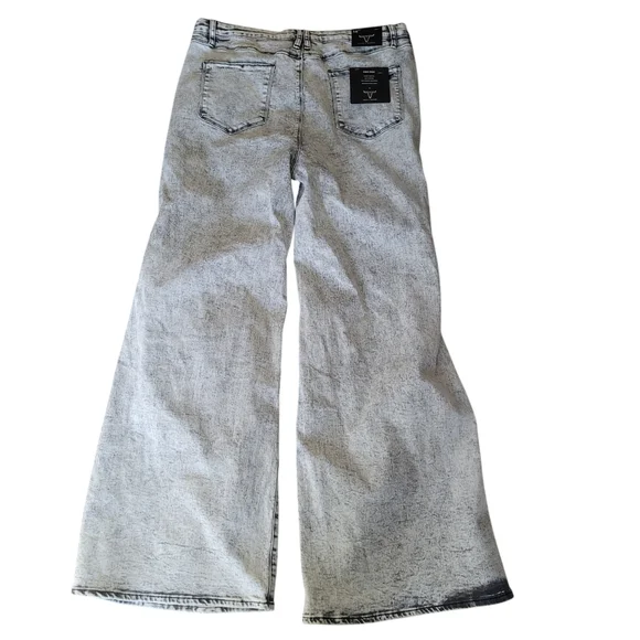 Lucky & Blessed Jeans Womens Acid Wash Wide Leg Denim Retro Hippie Flared Pants - Picture 9 of 13